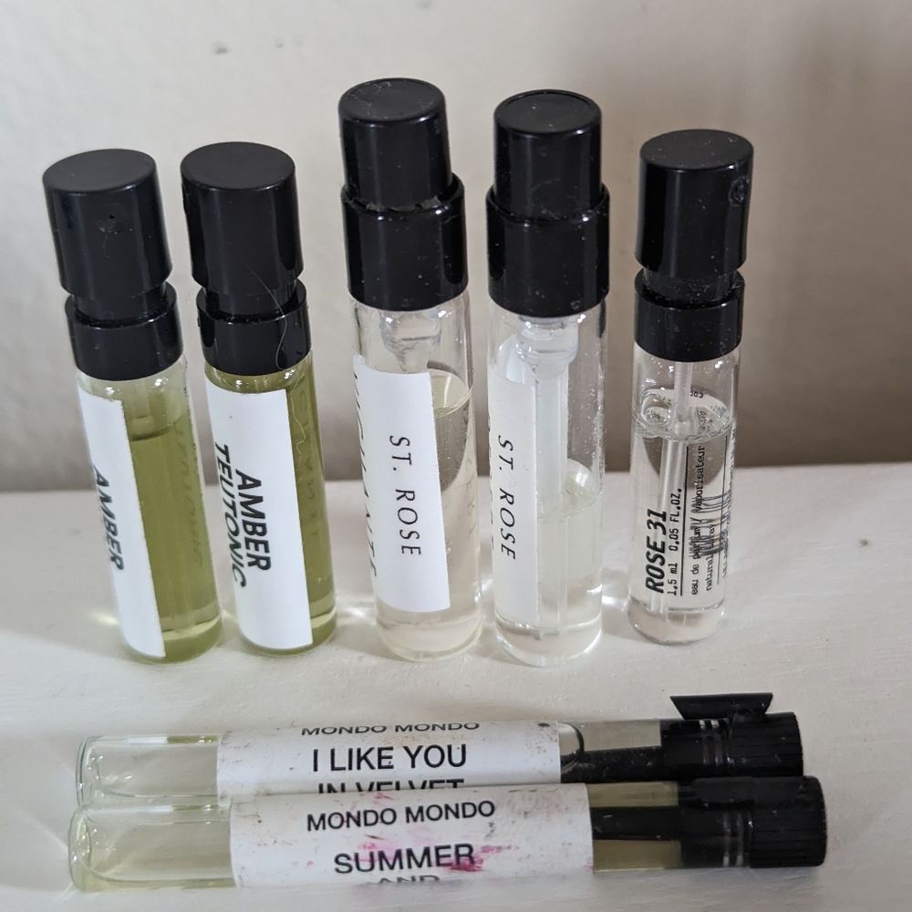 Designer perfume samples - Le Labo, St. Rose,  DS&Durga, Mondo Mondo